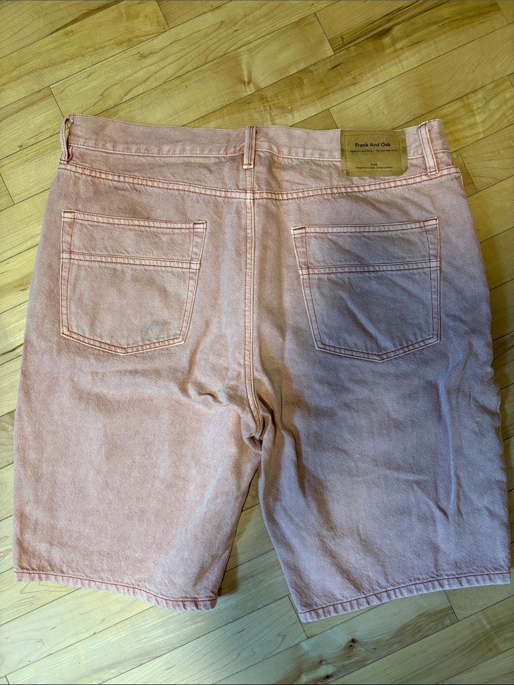 Frank & Oak Peach Denim Bermuda Shorts - Picture 2 of 3